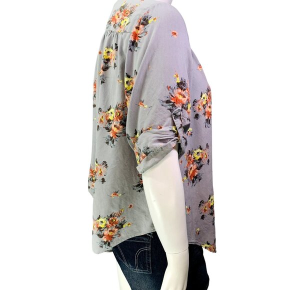 Torrid Womens Harper Challis Blouse Gray Floral Button Loop Plus Size 3 | 3X - Picture 6 of 13